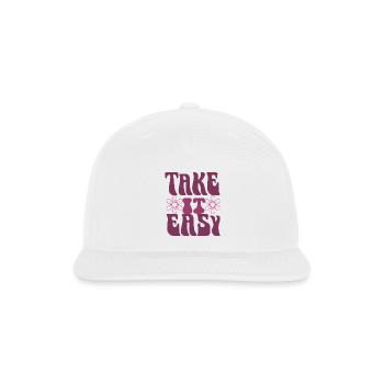 Take it Easy with Pink Flowers - Snapback Baseball Cap - white - Front