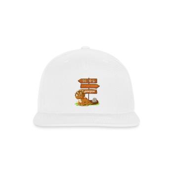 Cute Dinosaur with Playful Signpost - Snapback Baseball Cap - white - Front