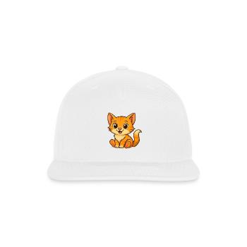 Playful Orange Kitten Cartoon - Snapback Baseball Cap - white - Front