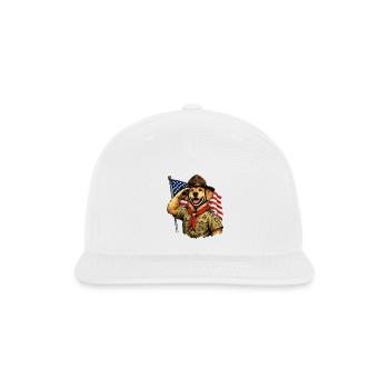 Patriotic Pup Scout Salute - Snapback Baseball Cap - white - Front