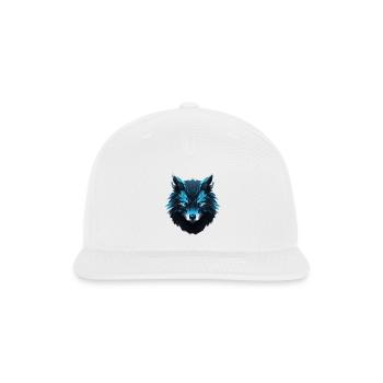 Neon Blue Mystic Wolf Head - Snapback Baseball Cap - white - Front