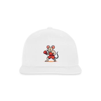 Mouse Boxer fighter - Snapback Baseball Cap - white - Front