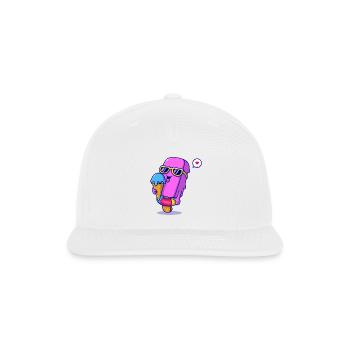 Sunny Pink Ice Pop Mascot - Snapback Baseball Cap - white - Front