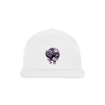 Pastel Goth Angel Skull – Pink Moon & Skeleton Dog - Snapback Baseball Cap - white - Front