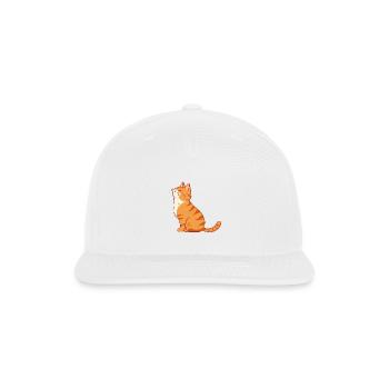 Orange tabby cat meowing - Snapback Baseball Cap - white - Front