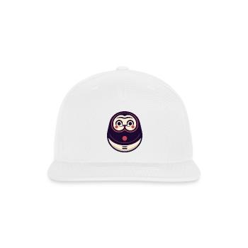 Kawaii Cat Face Daruma Doll - Snapback Baseball Cap - white - Front