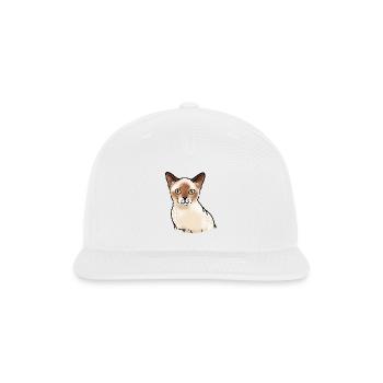Cure smiling Burmese Cat face - Snapback Baseball Cap - white - Front