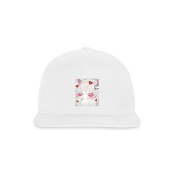 Anime Eyes Mouth - Snapback Baseball Cap - white - Front