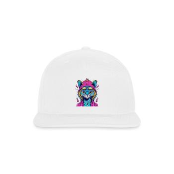 Light Blue Cat Wearing Pink Hoodie Doodle - Snapback Baseball Cap - white - Front