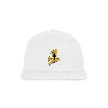 Pine tree and star 1901 flag map of Maine State - Snapback Baseball Cap - white - Front