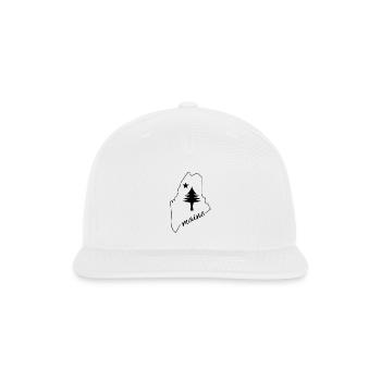 Pine tree and star 1901 flag map of Maine State - Snapback Baseball Cap - white - Front