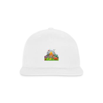 prehistoric landscape dinosaurs volcano mountains - Snapback Baseball Cap - white - Front