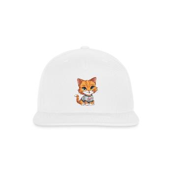 Orange Tabby Cat Wearing Mouse Shirt - Snapback Baseball Cap - white - Front