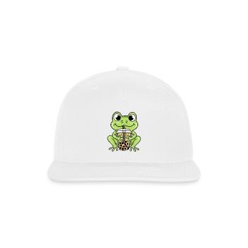 Frog Bubble Tea - Snapback Baseball Cap - white - Front