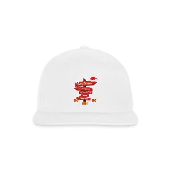 HO HO HO Christmas Graphic Holiday Signpost - Snapback Baseball Cap - white - Front