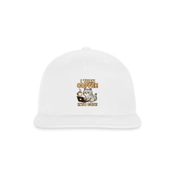  I Turn Coffee Into Code – Funny Cat for Programme - Snapback Baseball Cap - white - Front
