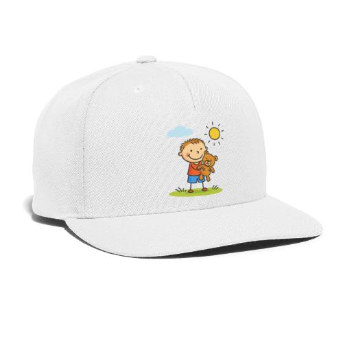 Cute Boy with Teddy Bear Cartoon Shirt - Snapback Baseball Cap