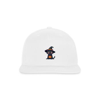 Halloween Kitty with Pumpkin Bucket - Snapback Baseball Cap - white - Front