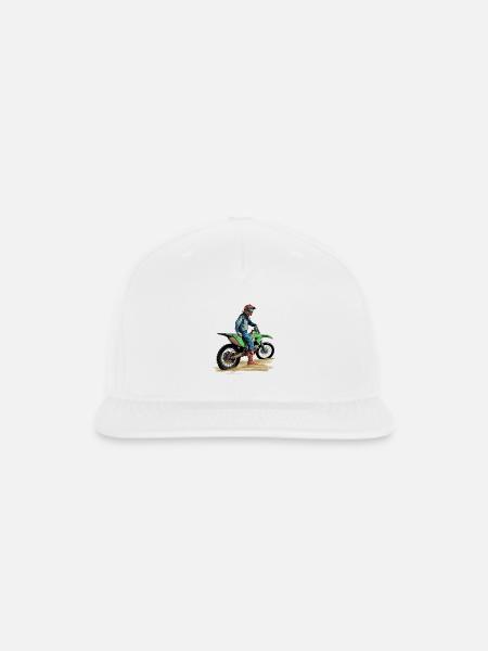 Neon Rider on Green Dirt Bike - Snapback Baseball Cap - white