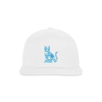 Blue Cat Paw Snowfall - Snapback Baseball Cap - white - Front