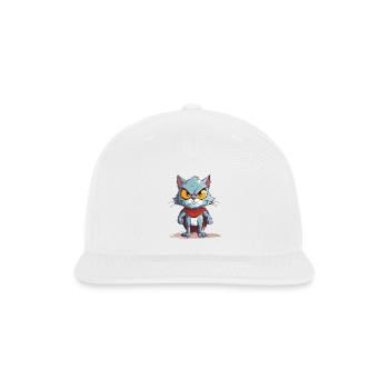 Grumpy Blue Cat Hero Cape - Snapback Baseball Cap - white - Front