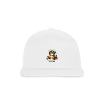 Status Loading – Funny Coffee Cat Morning Mood  - Snapback Baseball Cap - white - Front