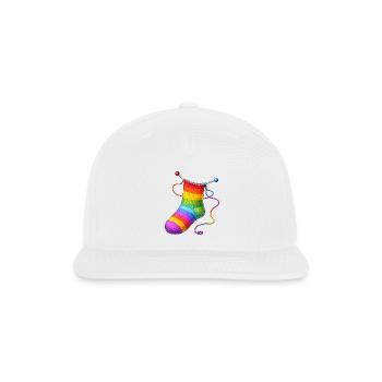 Knitted Rainbow Sock Illustration - Snapback Baseball Cap - white - Front
