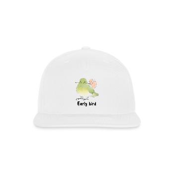 Watercolor Green Bird with Peach Tail early bird - Snapback Baseball Cap - white - Front