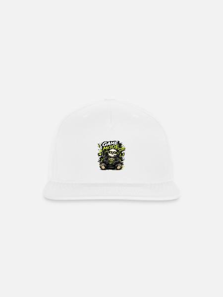 Cool Panda Gamer with Headset Game Mode On - Snapback Baseball Cap - white