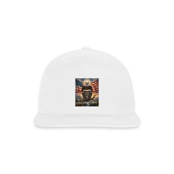 Patriotic Eagle and US Flag Emblem - Snapback Baseball Cap - white - Front