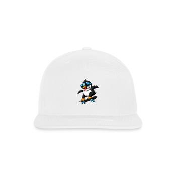 Cool Penguin Skateboarder Quirky Comic - Snapback Baseball Cap - white - Front