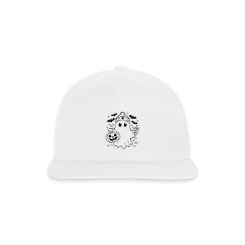 Cute Halloween Ghost with Pumpkin & Bubble Tea  - Snapback Baseball Cap - white - Front