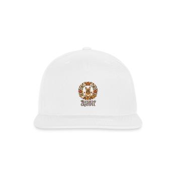 Blessed Grateful French Bulldog Fall Thanksgiving  - Snapback Baseball Cap - white - Front
