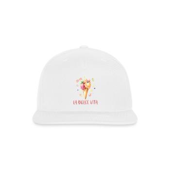 La Dolce Vita Ice Cream Summer Vibes Watercolor  - Snapback Baseball Cap - white - Front