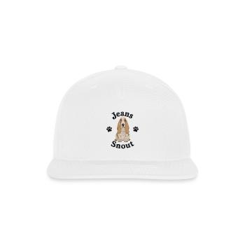 Lemon-White Basset Hound Denim Patch Art - Snapback Baseball Cap - white - Front