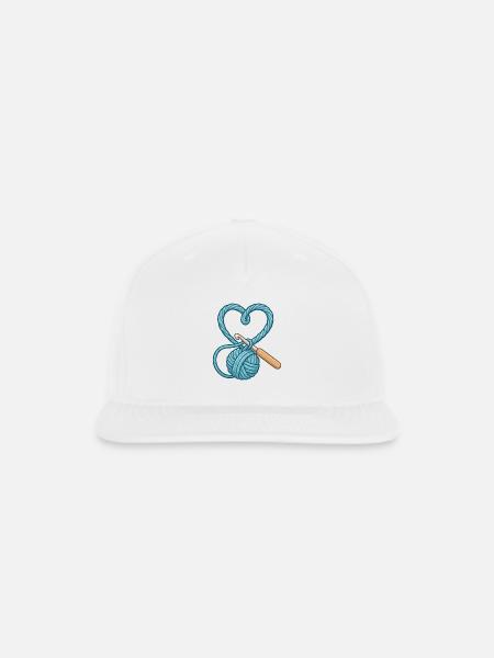 Crochet Heart Yarn Love - Snapback Baseball Cap - white