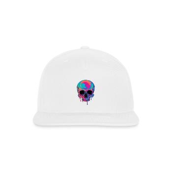 Neon Edgy Dark Skull - Melting Neon Skull Design - Snapback Baseball Cap - white - Front