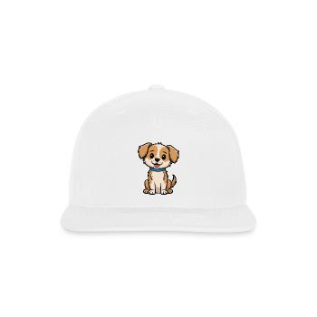 Cute Happy Dog With Blue Collar - Snapback Baseball Cap - white - Front