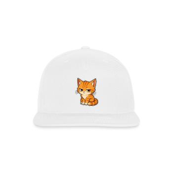 Grumpy Orange Cat Cartoon - Snapback Baseball Cap - white - Front