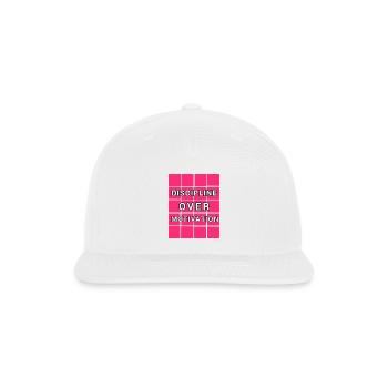 Discipline Over Motivation - Gym Workout T-Shirt - Snapback Baseball Cap - white - Front
