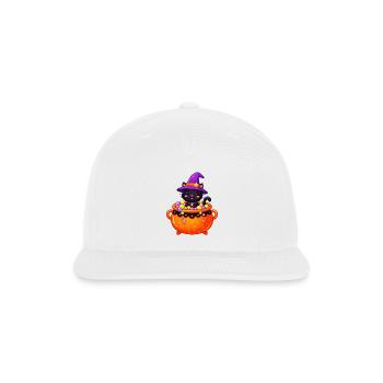 Whiskered Witch in Cauldron - Snapback Baseball Cap - white - Front