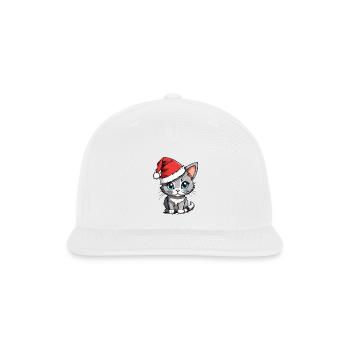 Gray Christmas Cat - Snapback Baseball Cap - white - Front