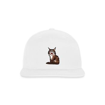 Maine Cat - Grumpy or Surprised Expression - Snapback Baseball Cap - white - Front