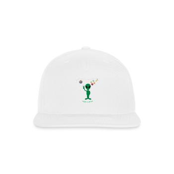 Green alien: I come in peace - Snapback Baseball Cap - white - Front