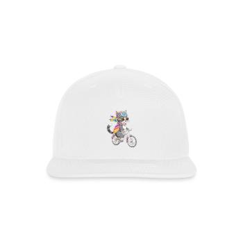 Whimsical Cat: Bicycle Adventure with Goggles - Snapback Baseball Cap - white - Front