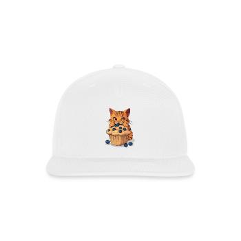 Orange Tabby Cat With Blueberry Muffin - Snapback Baseball Cap - white - Front