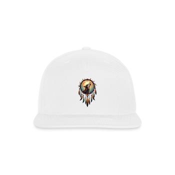 Guardian of Dreams: Wolf and Feathers - Snapback Baseball Cap - white - Front