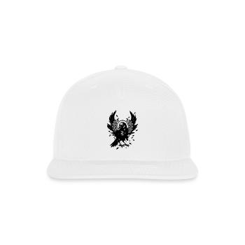 Stylized Crow – Mystical Black and White Motif - Snapback Baseball Cap - white - Front