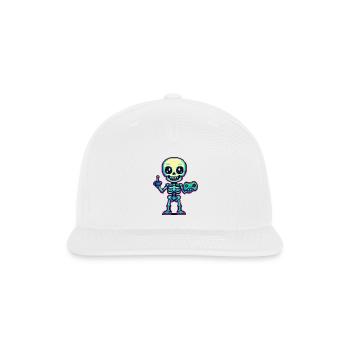 Neon Pixel Skeleton Gamer DJ - Snapback Baseball Cap - white - Front