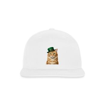 St. Patrick's Orange Tabby Cat in Leprechaun Hat - Snapback Baseball Cap - white - Front